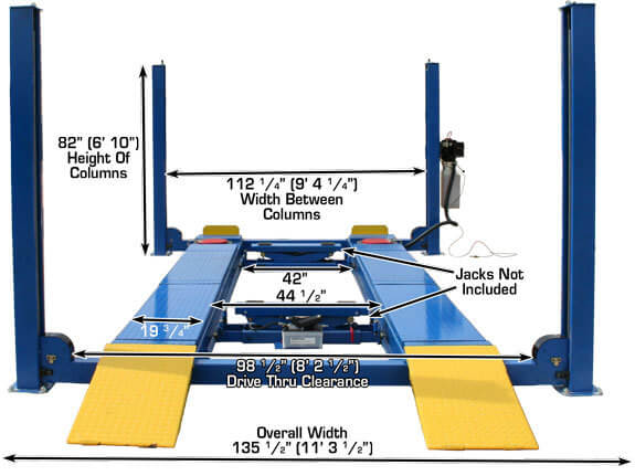 Atlas 412A Heavy-Duty 12,000 lbs 4-Post Alignment Lift for Precision Vehicle Maintenance